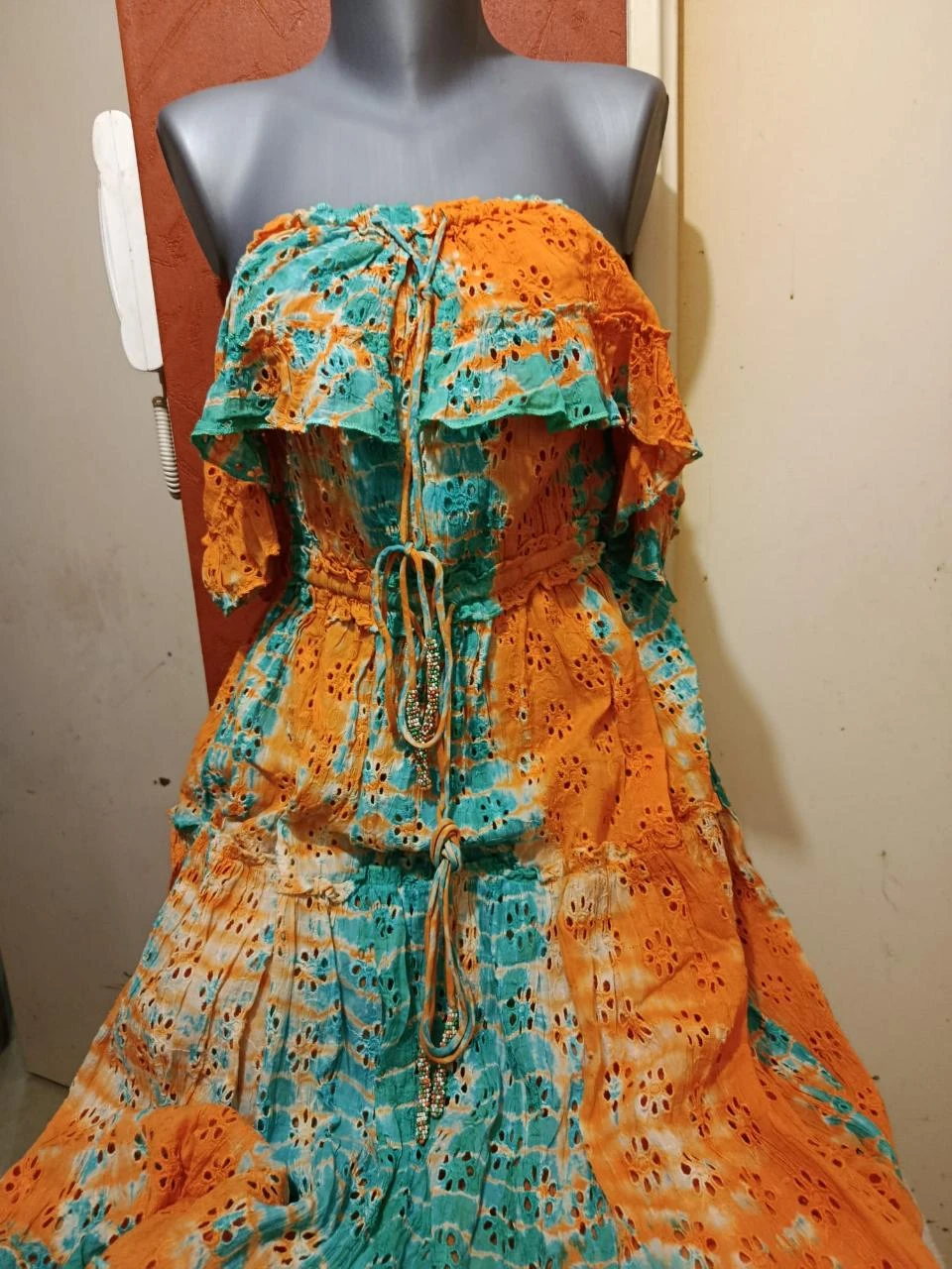 Unique asymmetric 2-in-1 dress with English embroidery, vintage chic, extremely rare size – photo 7